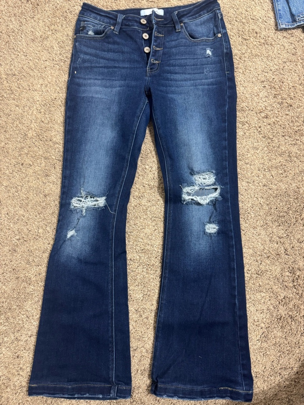 KanCan Dark Blue Distressed Bootcut Jeans